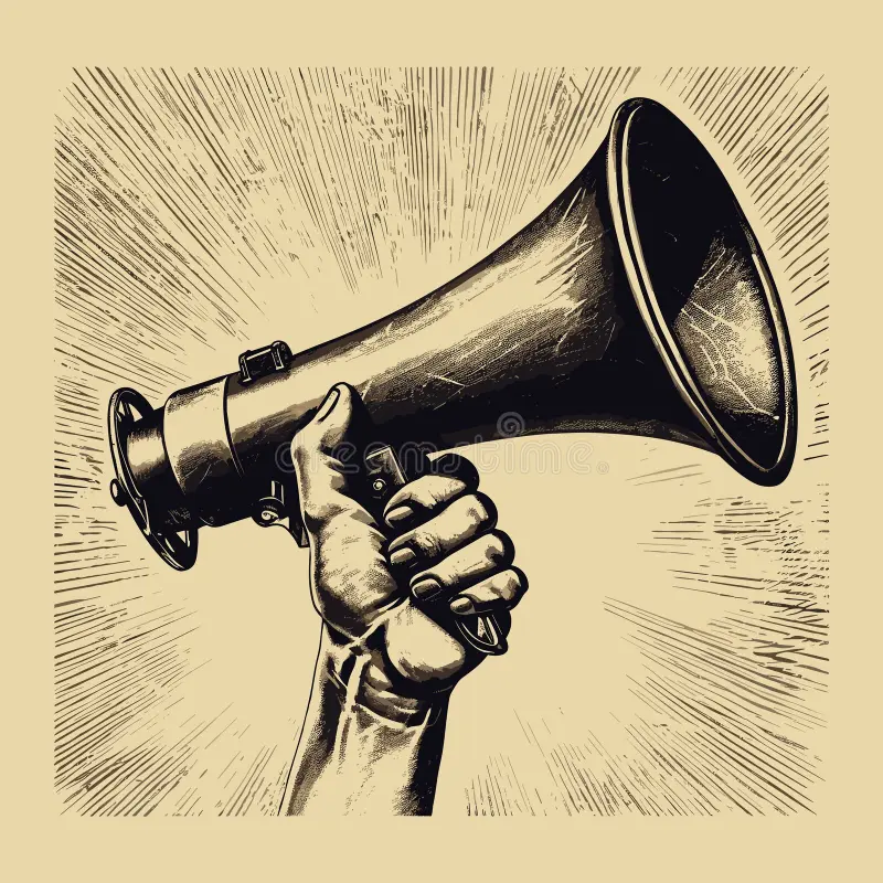 Old timey megaphone image.